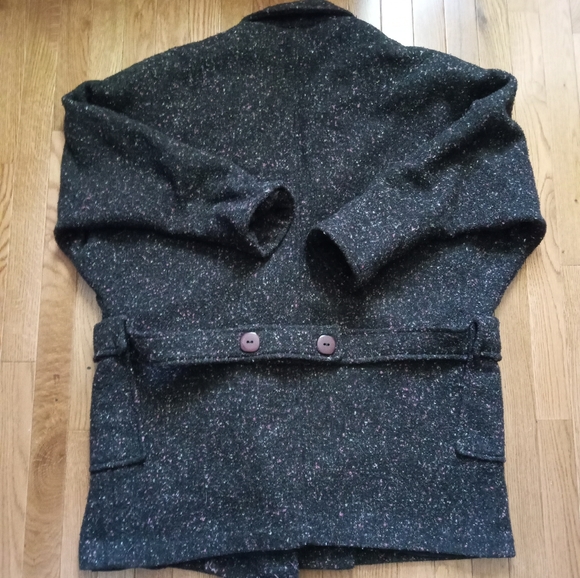 St Germain des Pris 80s soft black/dark grey flecked coat - Picture 2 of 11